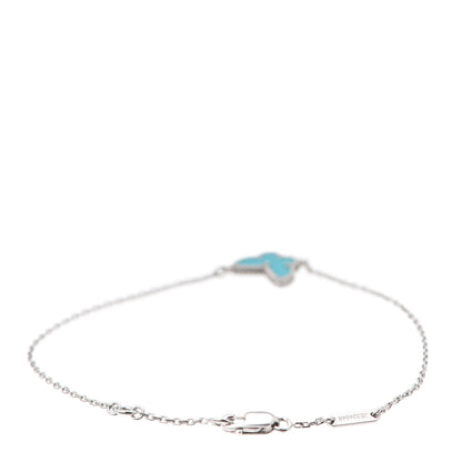 Van Cleef & Arpels 18K White Gold Turquoise Sweet Alhambra Butterfly Bracelet 3 of 7