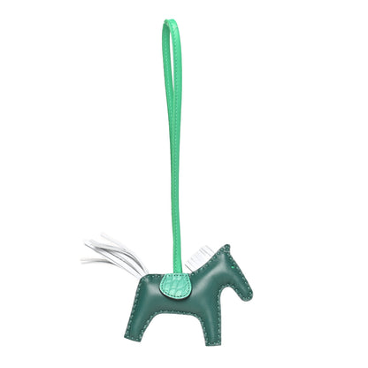Hermes Milo Lambskin Matte Alligator Touch Grigri Rodeo Horse Bag Charm PM Malachite Menthe Bleu Brume Very Jade 1 of 4