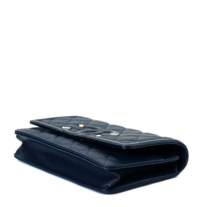 Chanel Caviar Quilted CC Filigree Wallet On Chain WOC Navy 5 of 8