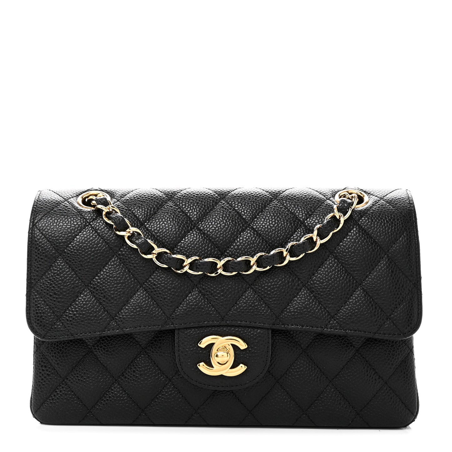 Caviar Quilted Small Double Flap Black
