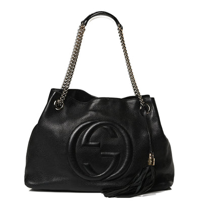 Gucci Pebbled Calfskin Medium Soho Chain Shoulder Bag Black 1 of 18