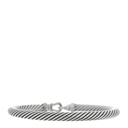 David Yurman Sterling Silver Diamond 5mm Cable Buckle Bracelet 2 of 3