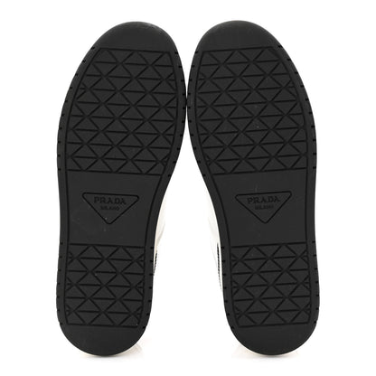 Prada Vitello Sport Spazzolato Rois Triangle Logo Womens Downtown Low Top 30mm Sneakers 36.5 White Black 6 of 10