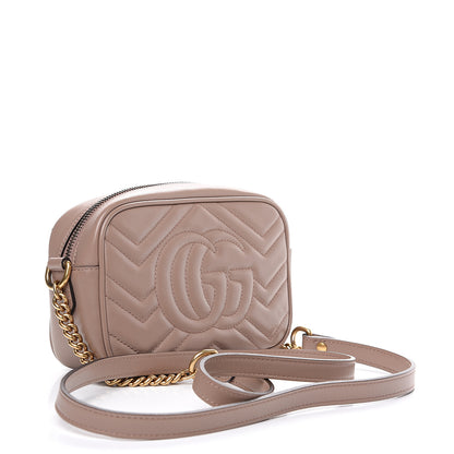 Gucci Calfskin Matelasse Mini GG Marmont Chain Shoulder Bag Porcelain Rose 2 of 10