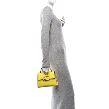 Valentino Garavani Snakeskin Embossed Mini VSling Top Handle Bag Yellow 2 of 13