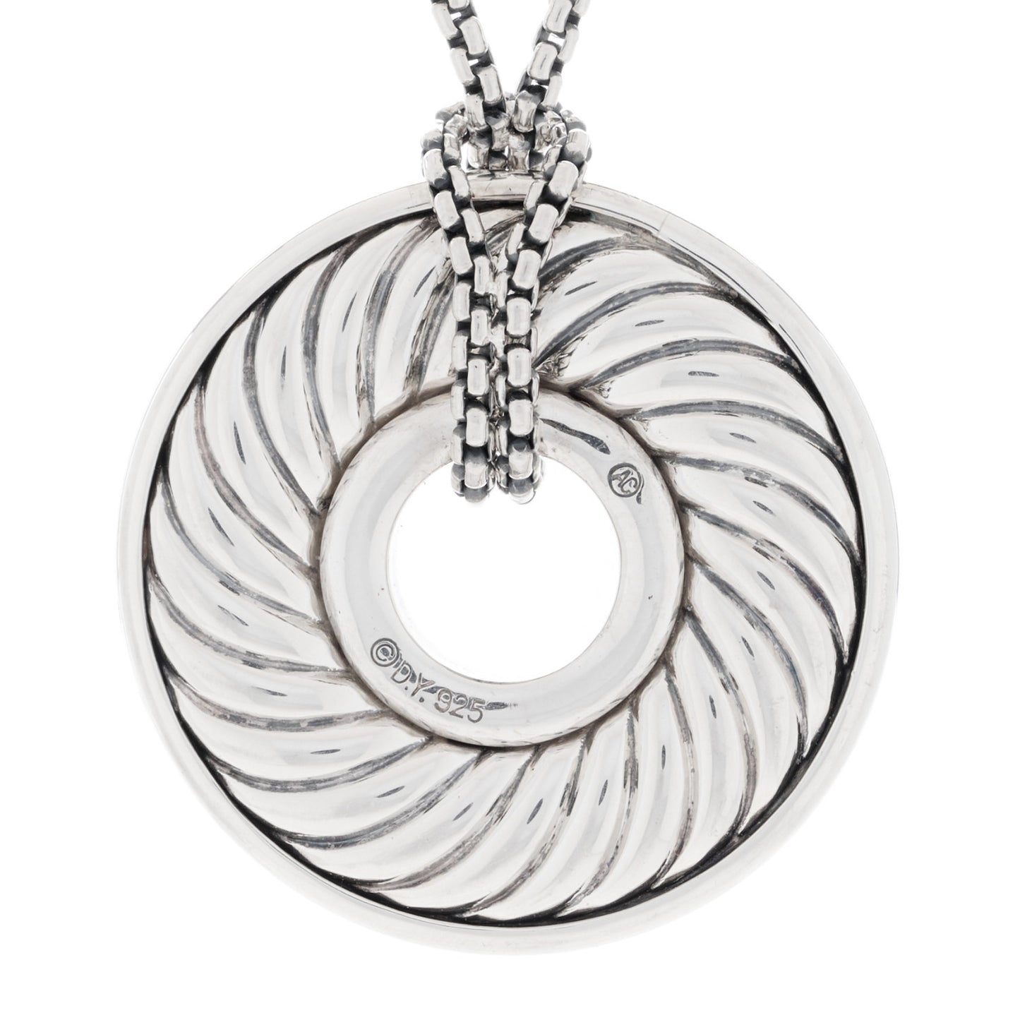 Sterling Silver Blue Sapphire Cable Disc Necklace