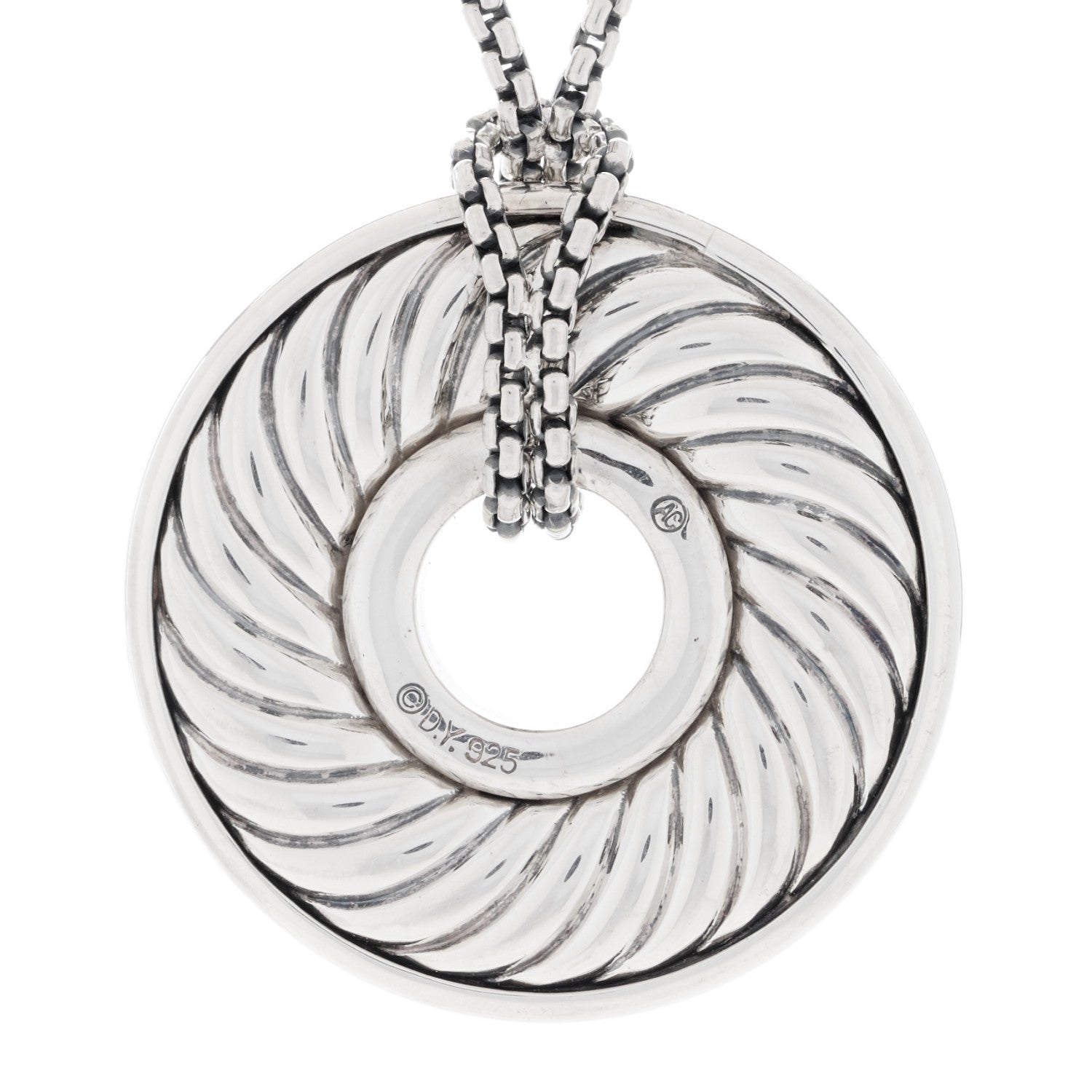 David Yurman Sterling Silver Blue Sapphire Cable Disc Necklace 3 of 4