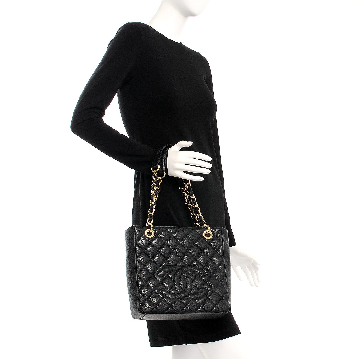 Chanel Caviar Quilted Petit Shopping Tote PST Black 2 of 7