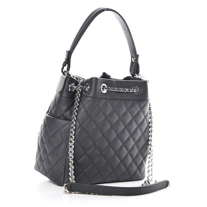 Chanel Grained Calfskin Quilted Small Chain Bucket Bag Grey 3 of 10