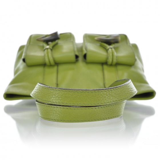 Leather Haymarket Check Horn Toggle Shoulder Bag Green