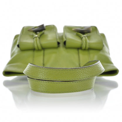 Burberry Leather Haymarket Check Horn Toggle Shoulder Bag Green 4 of 17