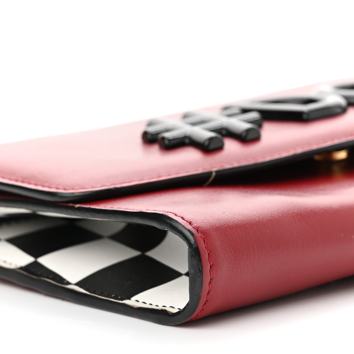 Calfskin Studded Wallet On Chain Red