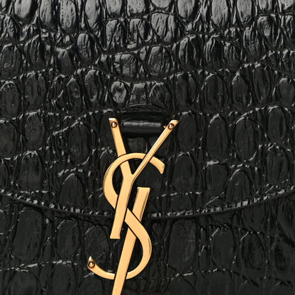 Saint Laurent Crocodile Embossed Calfskin Small Kaia Satchel Black 7 of 11