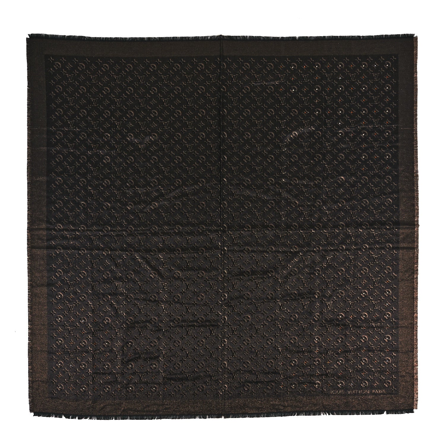 Louis Vuitton Silk Lurex Wool Shiny Monogram Shawl Black 1 of 3