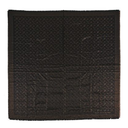 Louis Vuitton Silk Lurex Wool Shiny Monogram Shawl Black 1 of 3