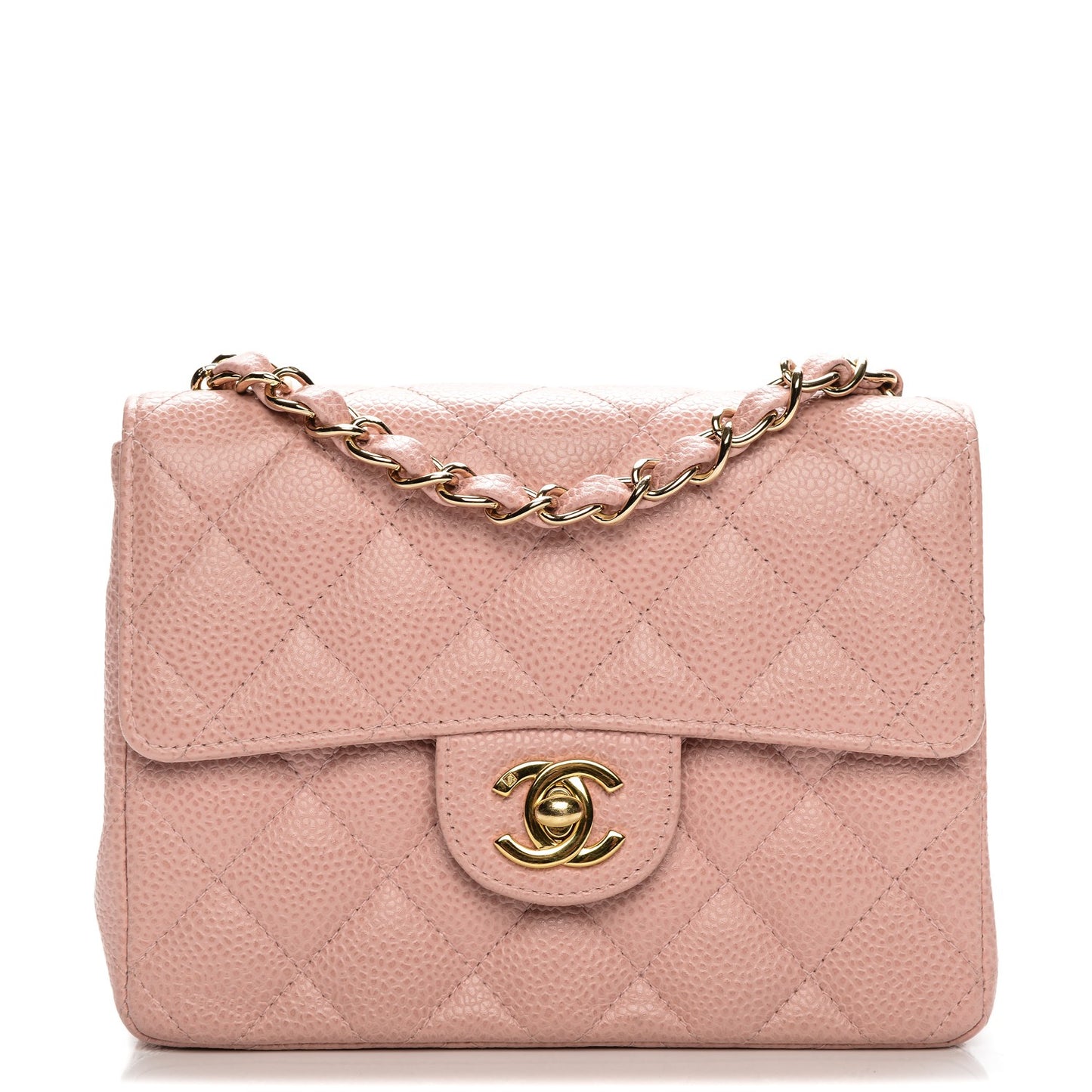 Caviar Quilted Mini Square Flap Pink
