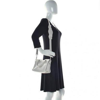 Balenciaga Matte Supple Lambskin Crocodile Embossed Classic Silver Hardware Mini City White 2 of 10
