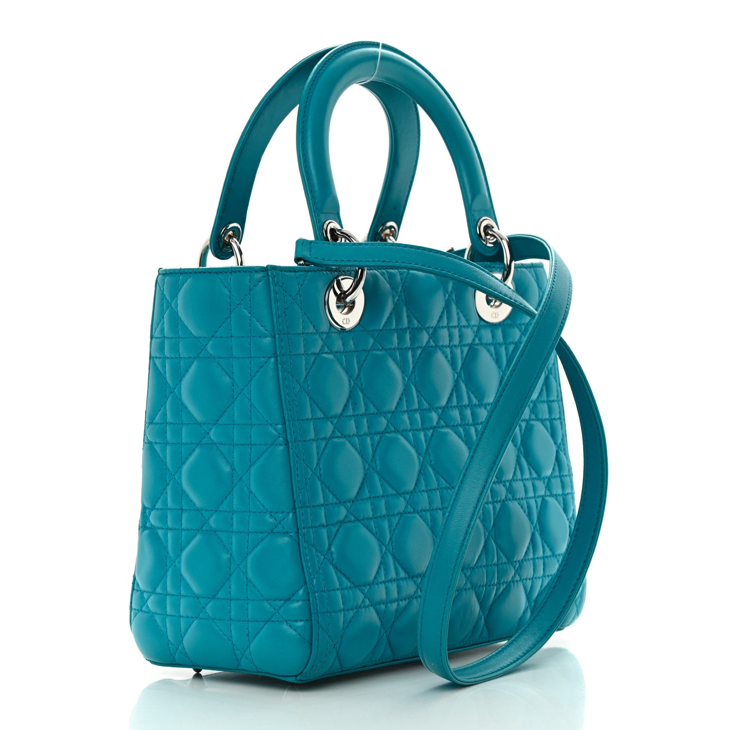 Christian Dior Lambskin Cannage Medium Lady Dior Blue 3 of 14