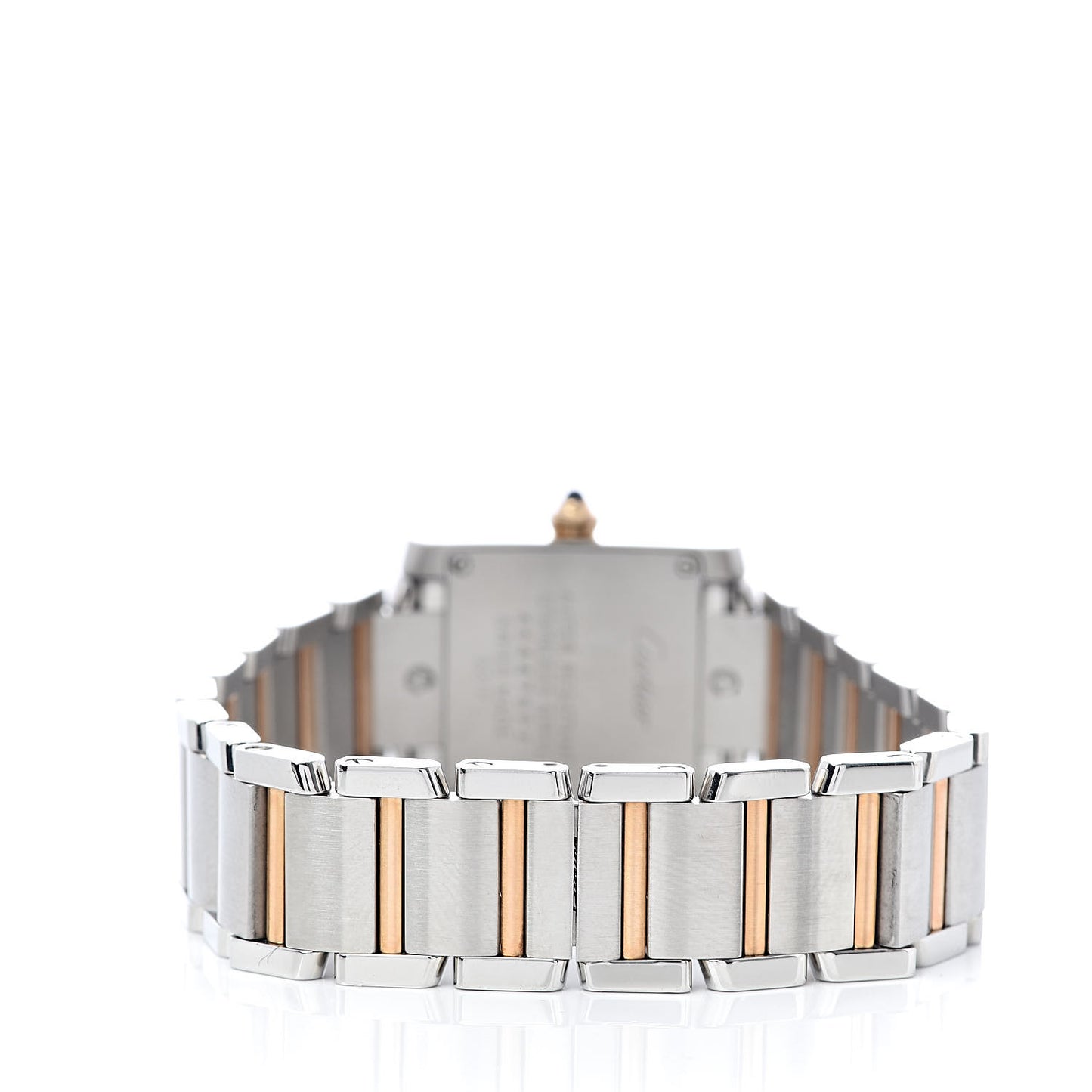 Stainless Steel 18K Pink Gold 20mm Tank Francaise Quartz Watch Black