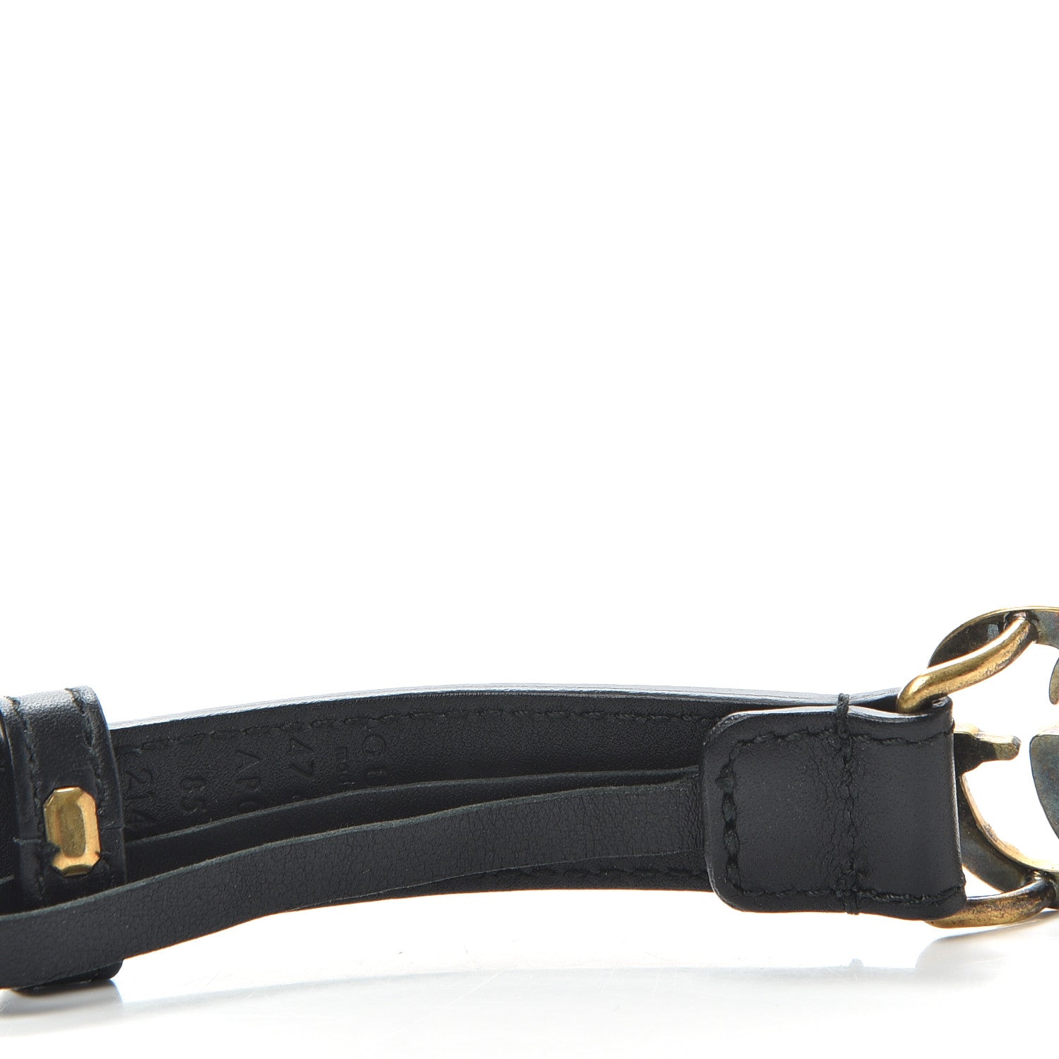 Gucci Calfskin Pearl Double G 20mm Belt 85 34 Black Cream 4 of 6