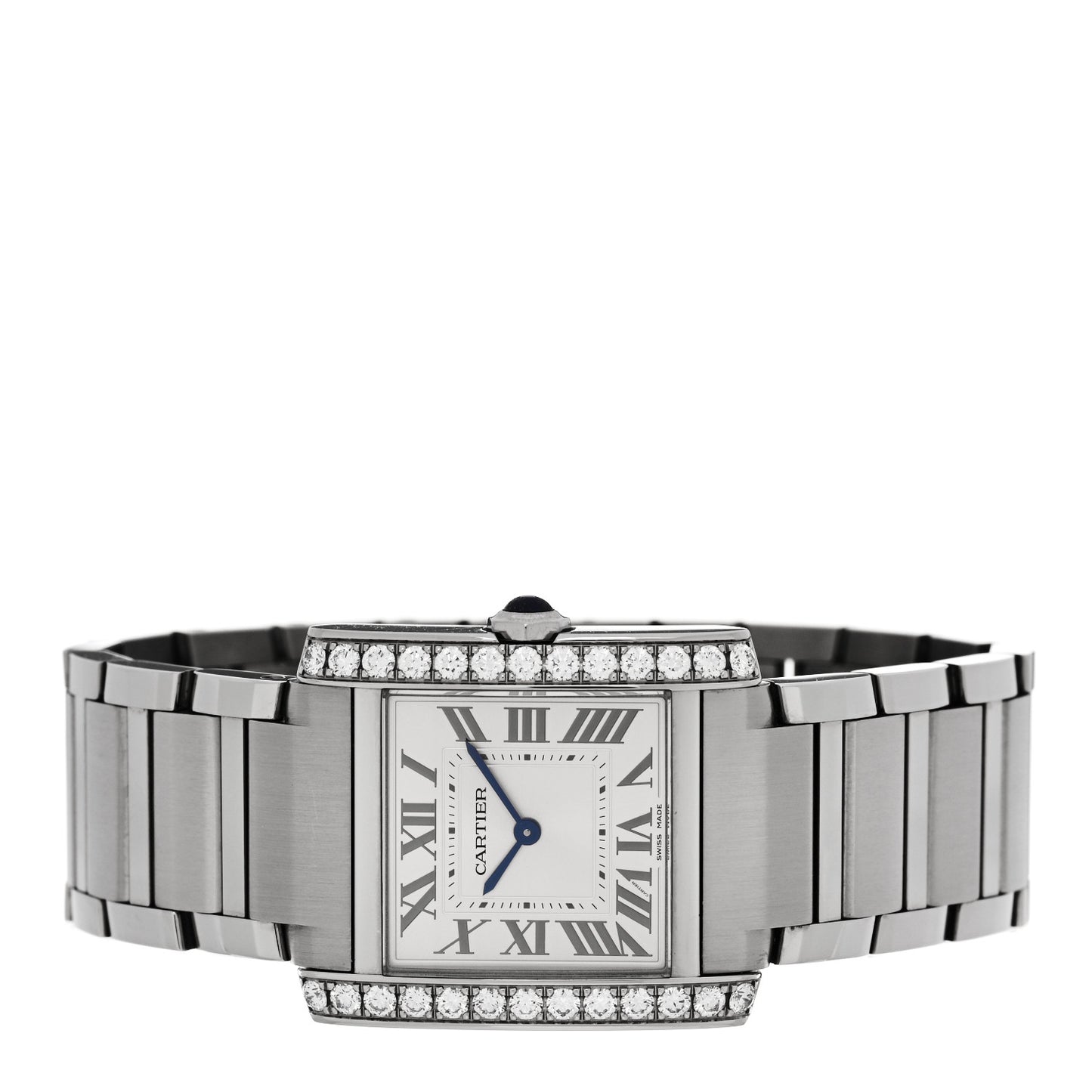 Stainless Steel Diamond Bezel 27mm Tank Francaise Quartz Watch