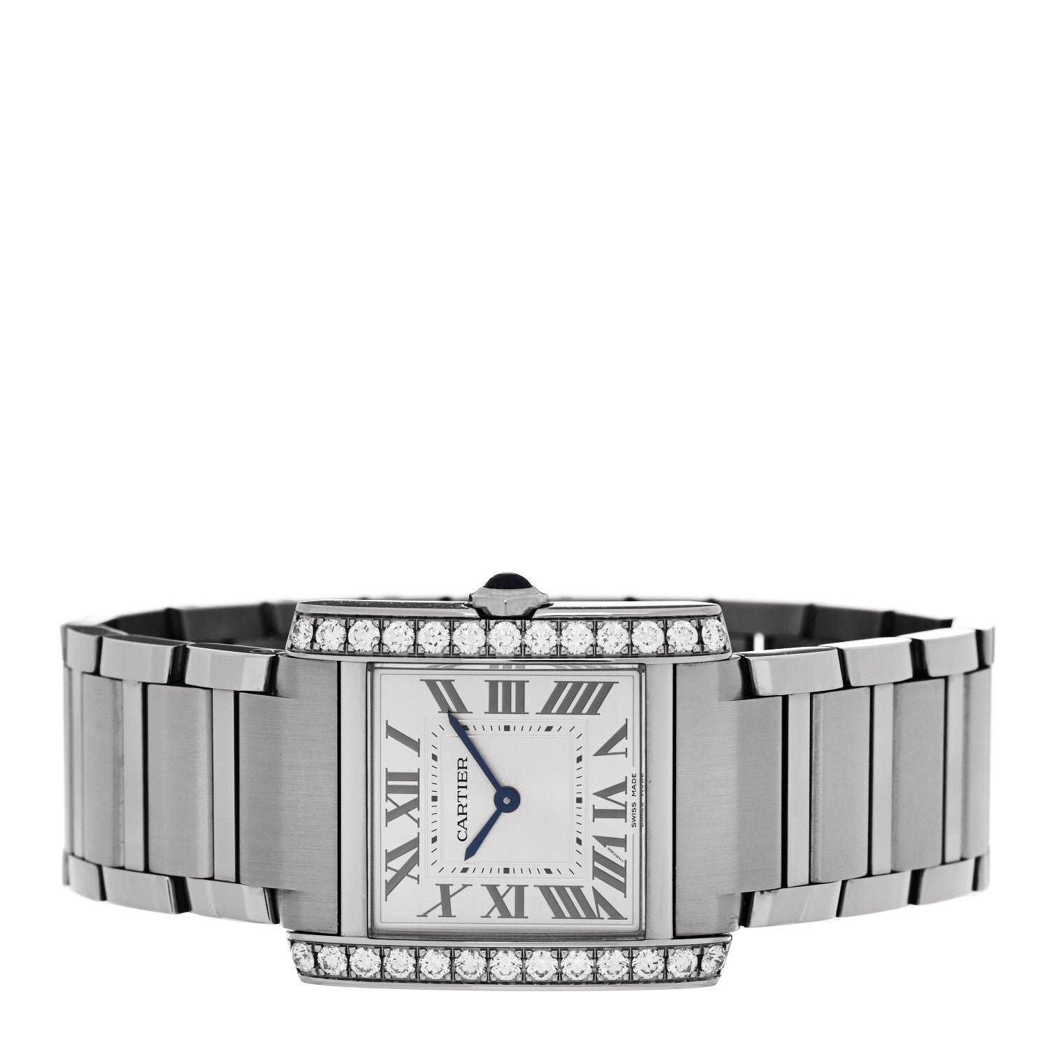 Cartier Stainless Steel Diamond Bezel 27mm Tank Francaise Quartz Watch 2 of 5