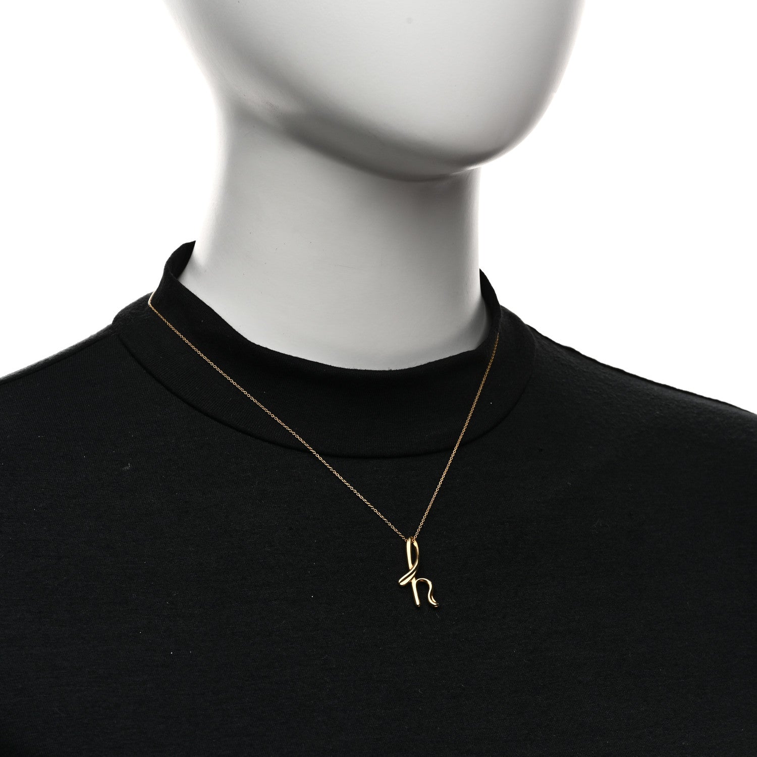 Tiffany 18K Yellow Gold Elsa Peretti Letter H Pendant Necklace 2 of 6