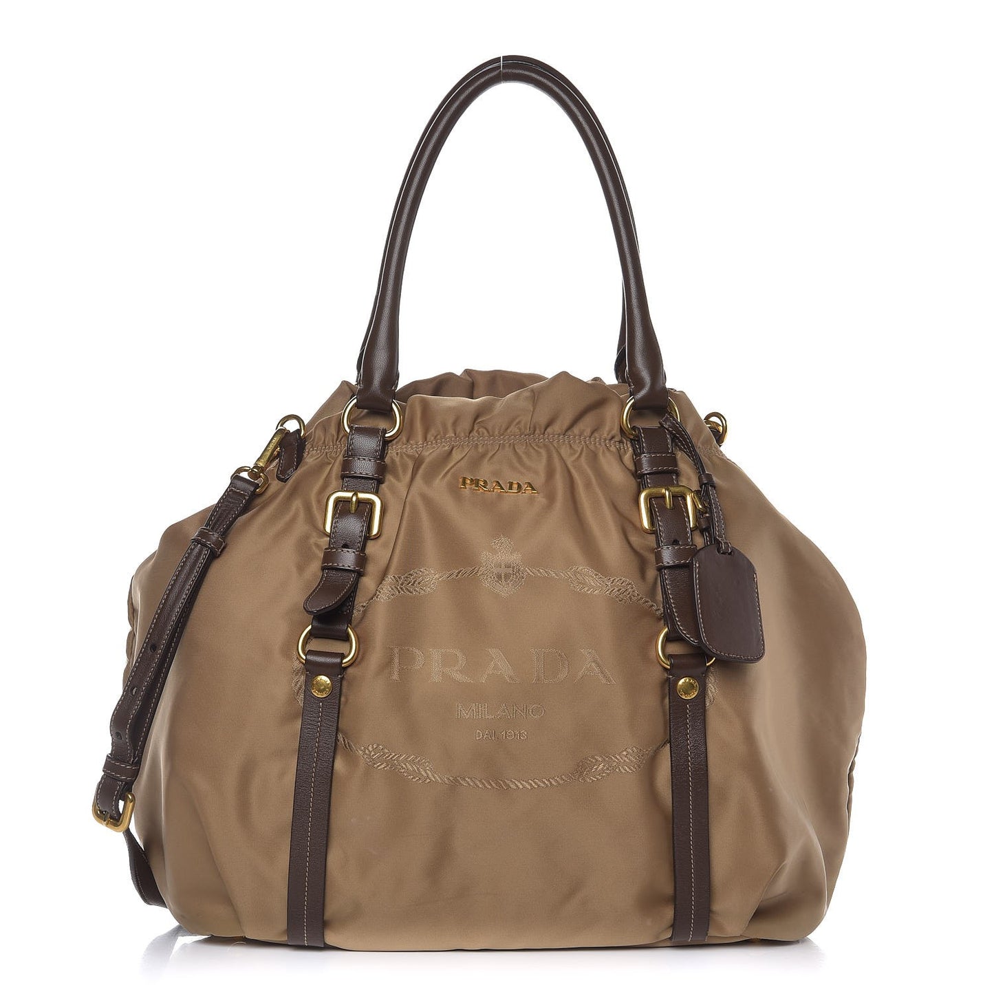 Tessuto Nylon Logo Tote Cammello