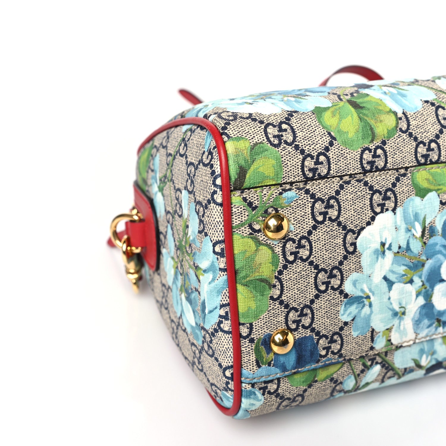 Gucci GG Supreme Monogram Blooms Small Boston Beige Blue Navy Hibiscus Red 10 of 10