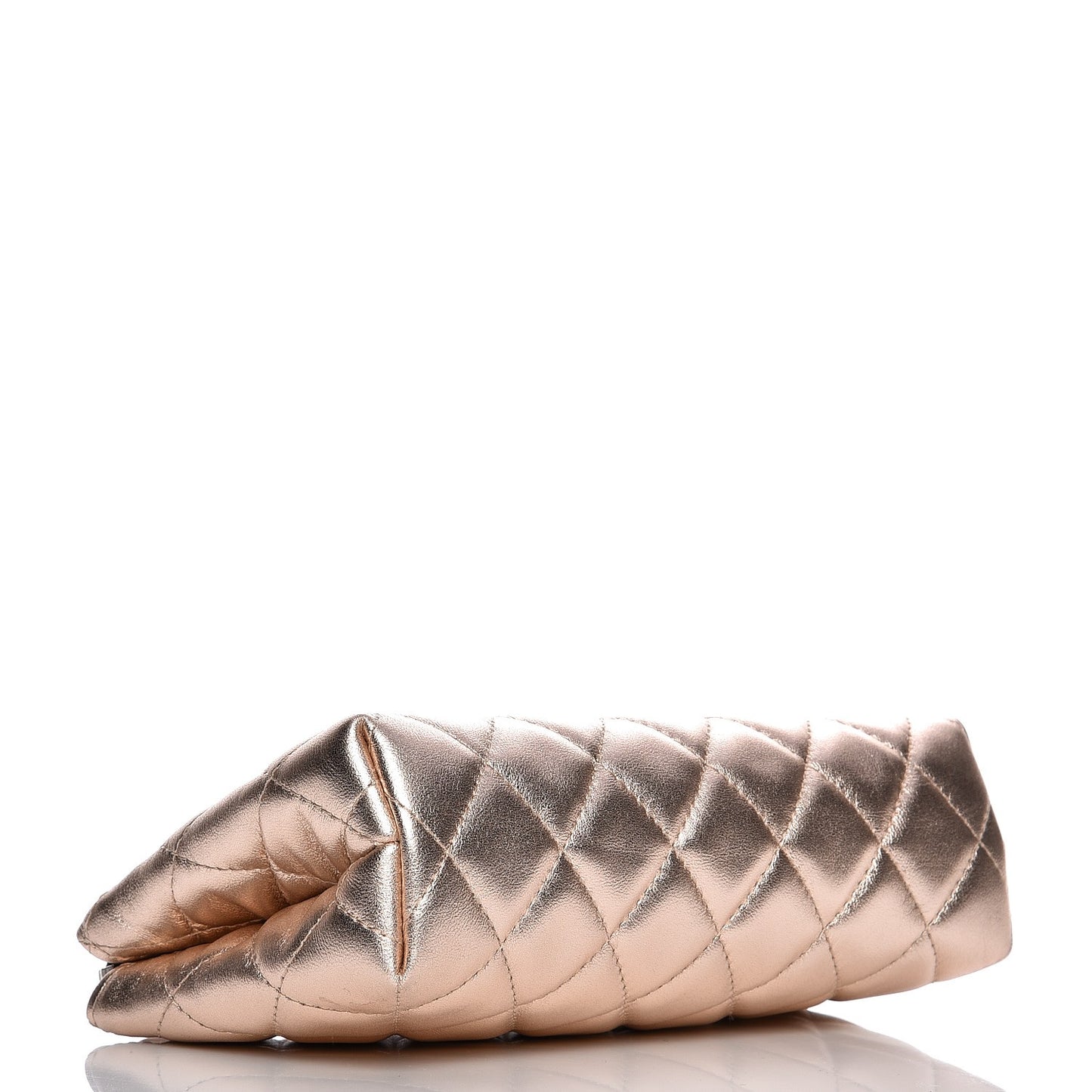 Iridescent Lambskin Quilted Cosmetic Pouch Light Gold