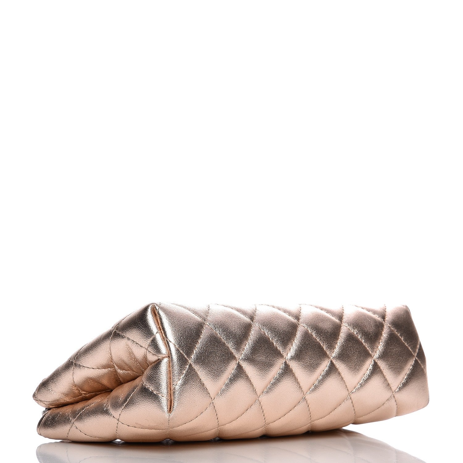 Chanel Iridescent Lambskin Quilted Cosmetic Pouch Light Gold 4 of 8