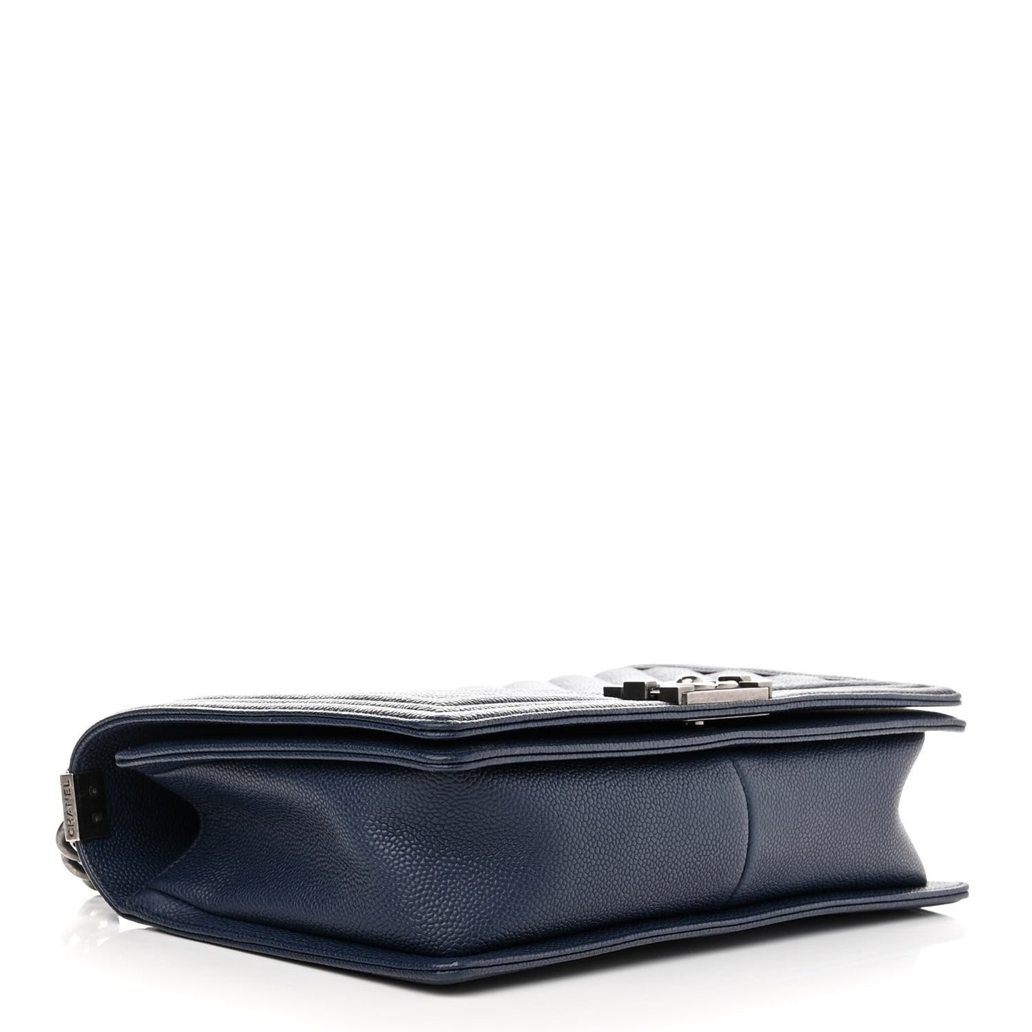 Caviar Chevron Quilted New Medium Boy Flap Dark Navy Blue
