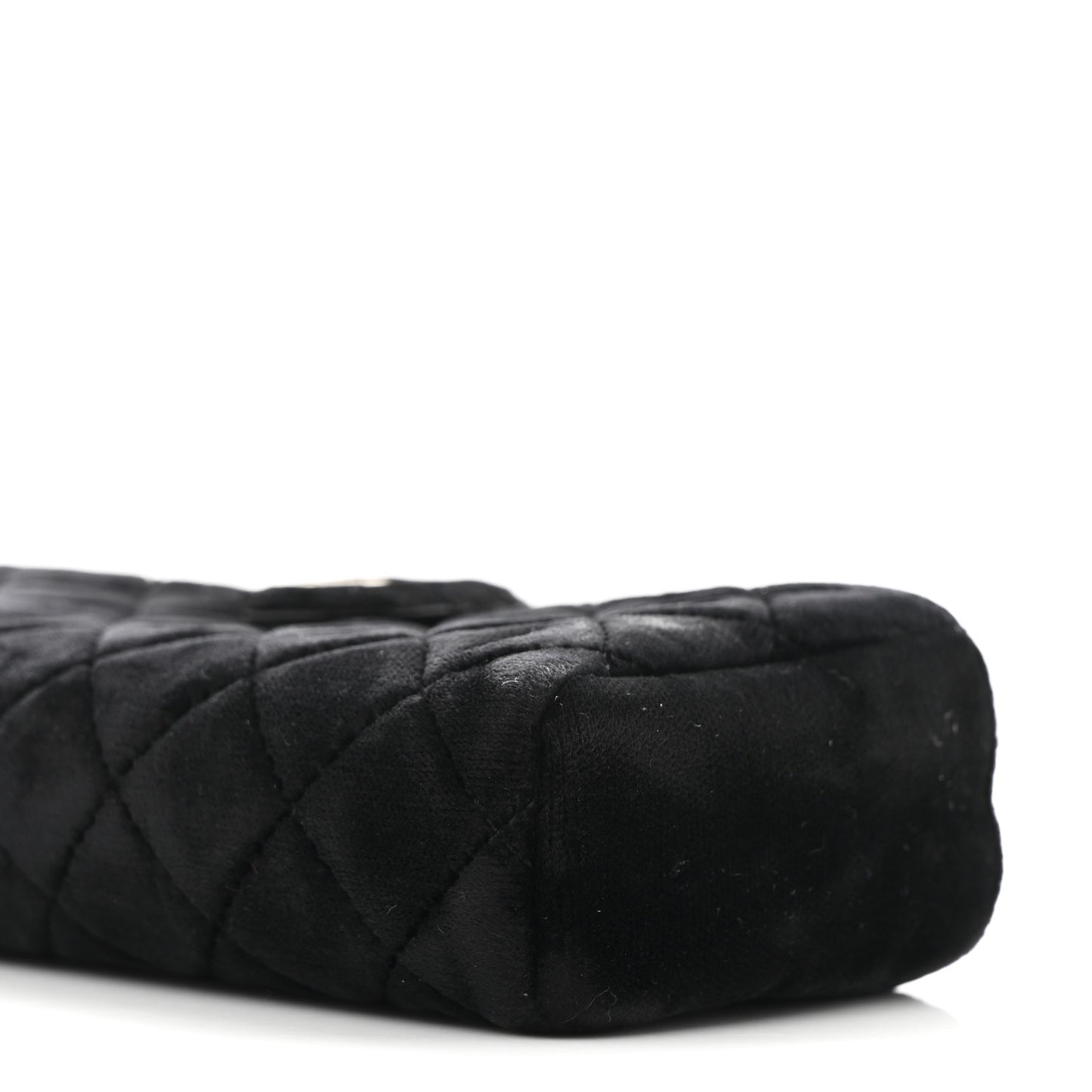 Velvet Quilted Small Clutch With Chain  Black