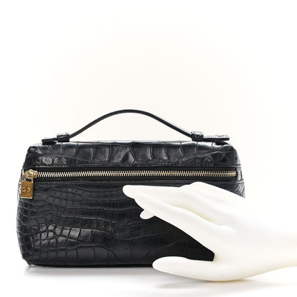 Loro Piana Crocodile L19 Extra Pocket Pouch Black 2 of 10