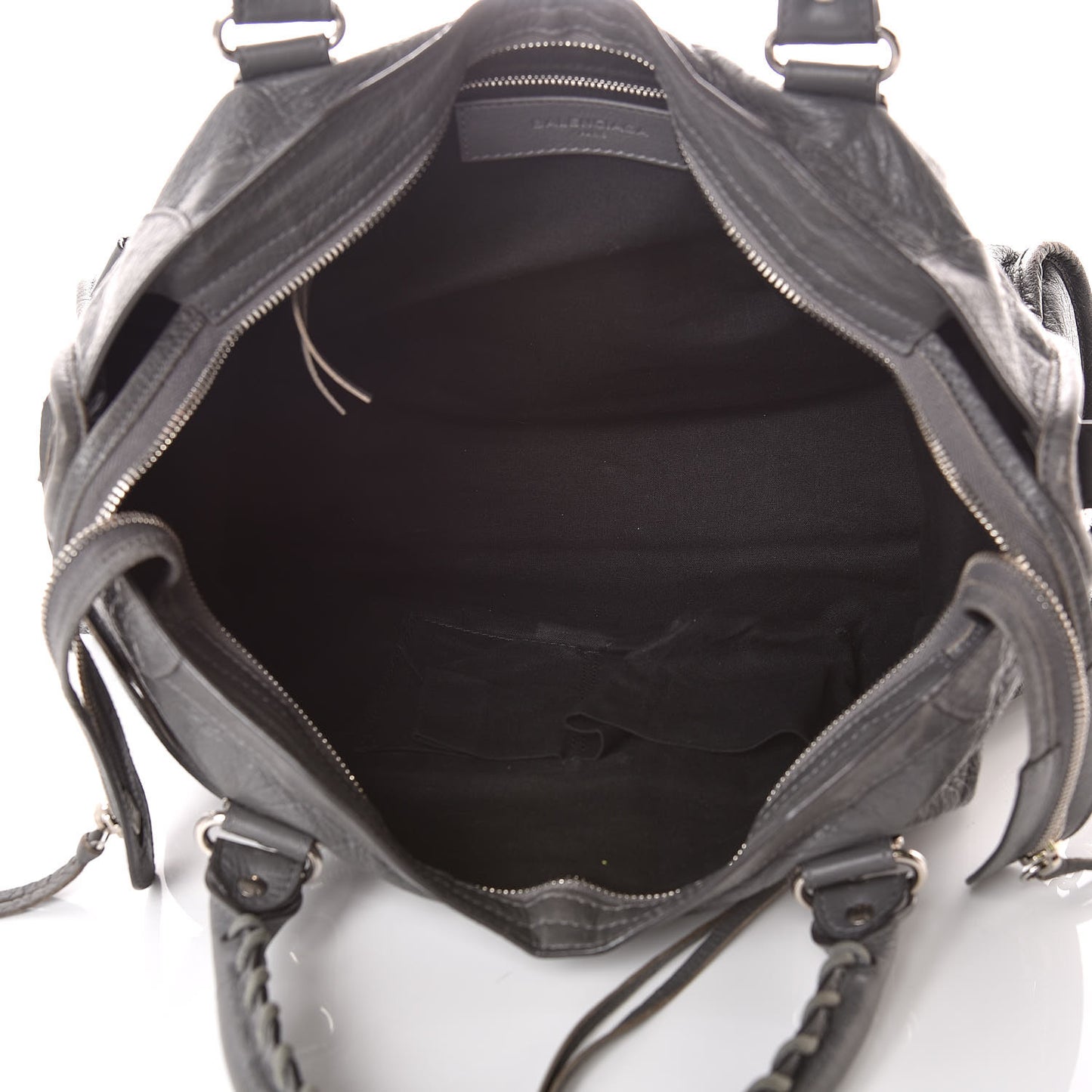 Agneau Silver Metallic Edge Hardware City Gris Cendre