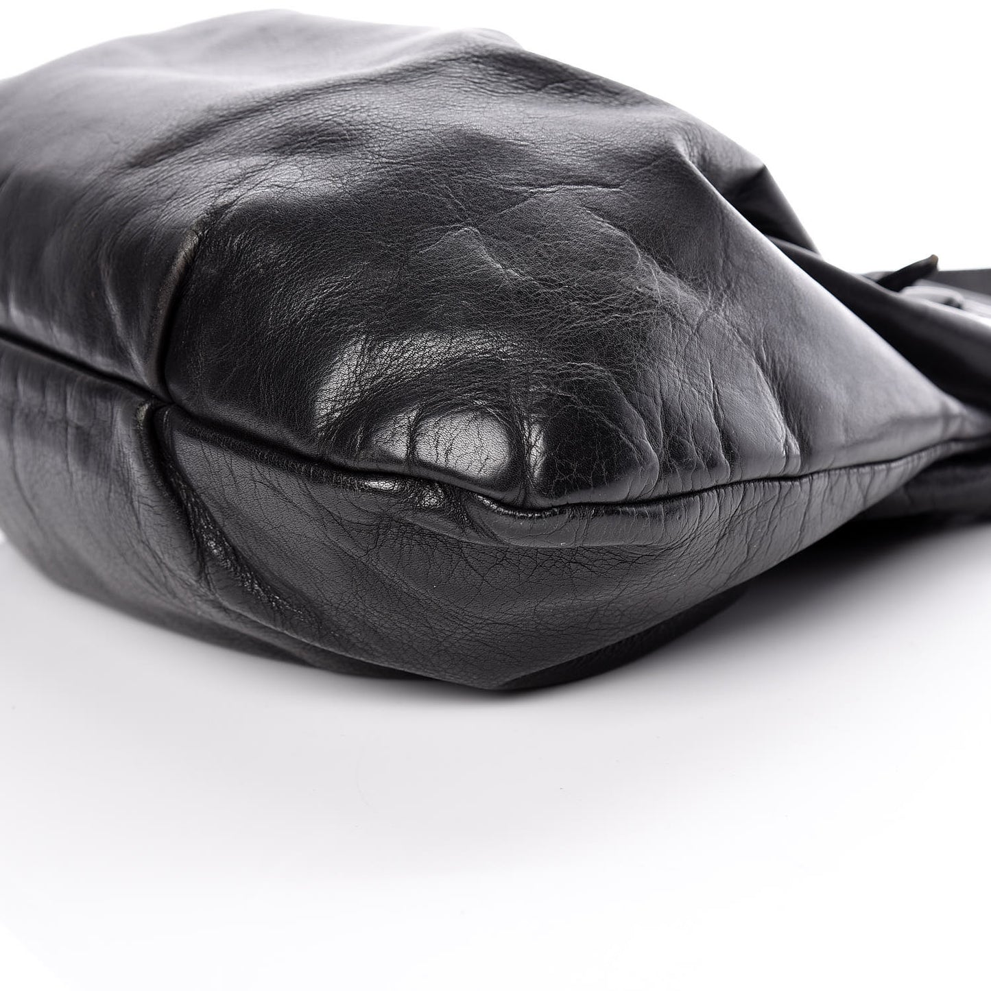 Soft Calfskin Pleated Tote Black