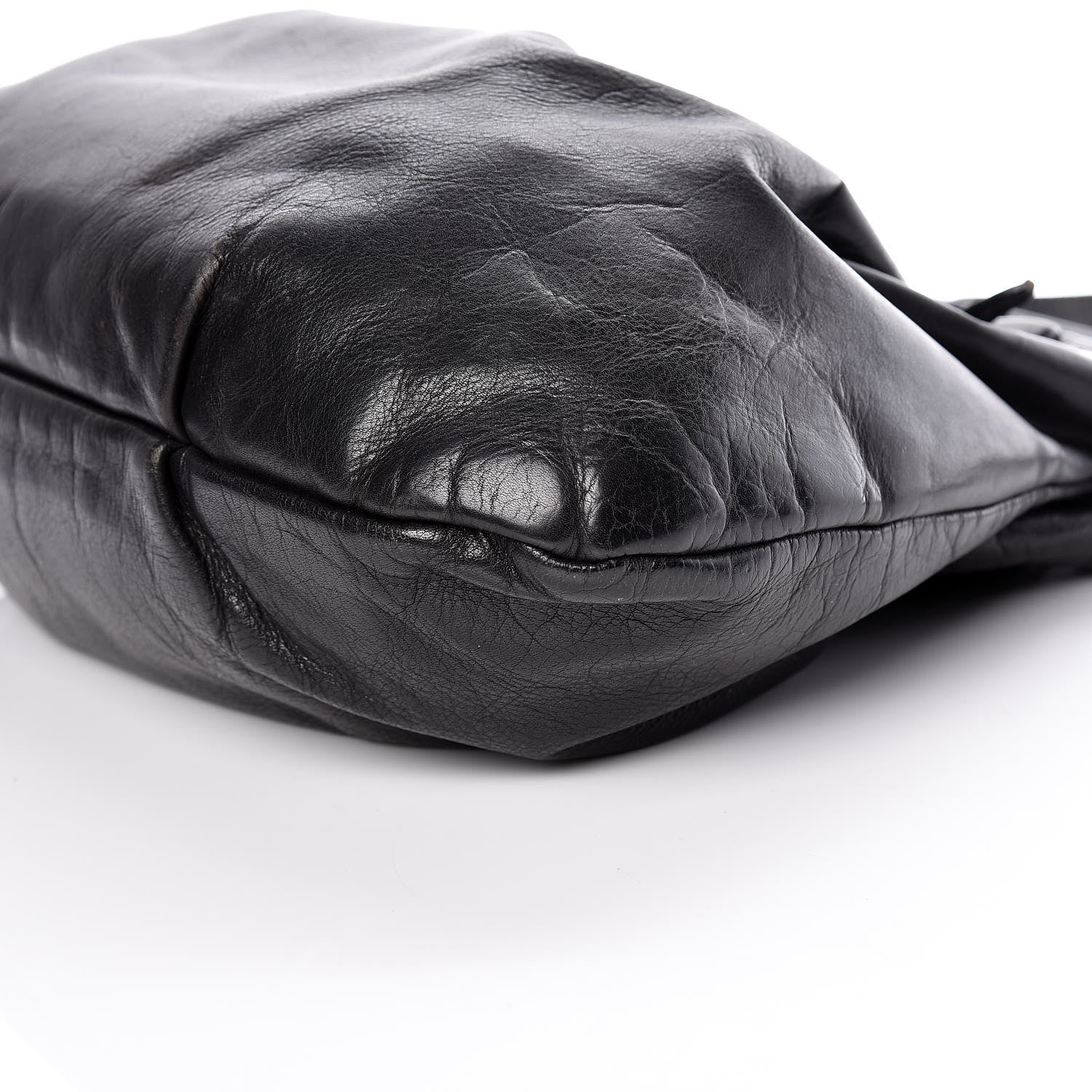 Prada Soft Calfskin Pleated Tote Black 9 of 26
