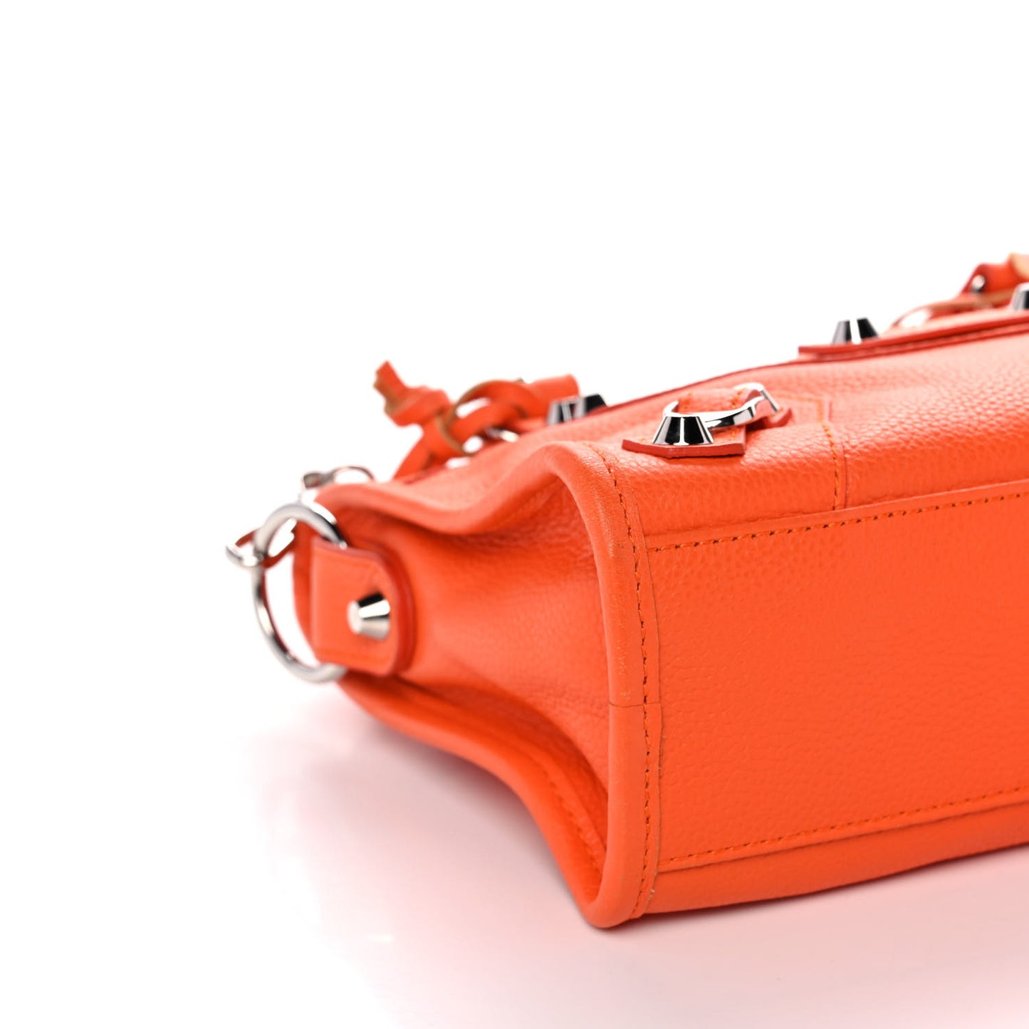 Grained Calfskin Classic Silver Hardware Mini City Orange