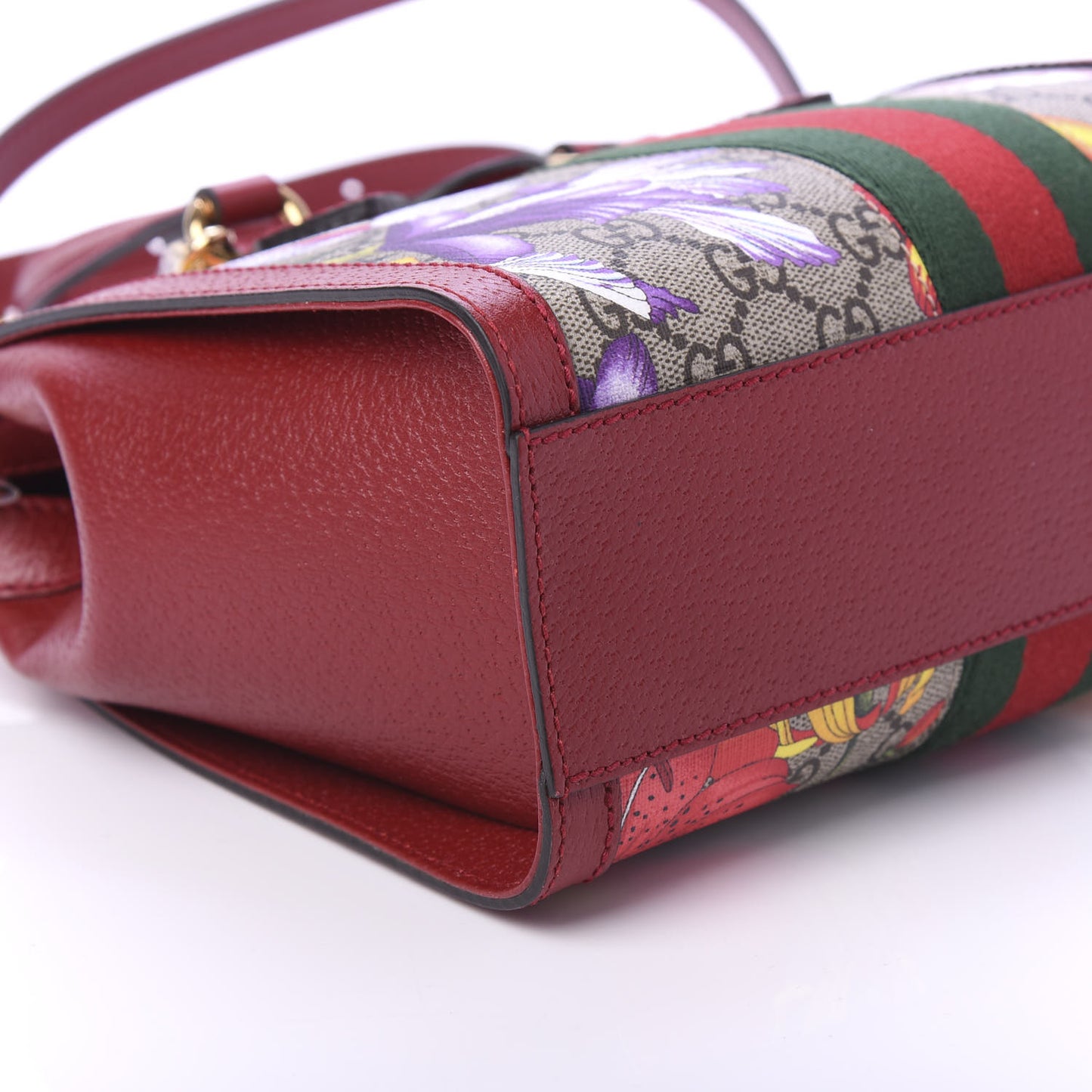 GG Supreme Monogram Flora Web Small Ophidia Tote Bag Red