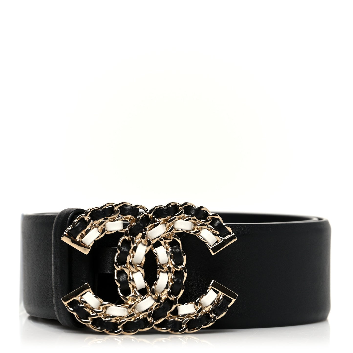 Calfskin CC Chain Belt 75 30 Black