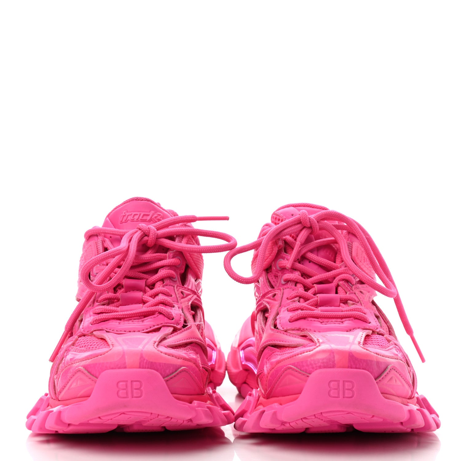 Balenciaga Rubber Mesh Monocolor Womens Track.2 Open Sneakers 36 Fluo Pink 2 of 10