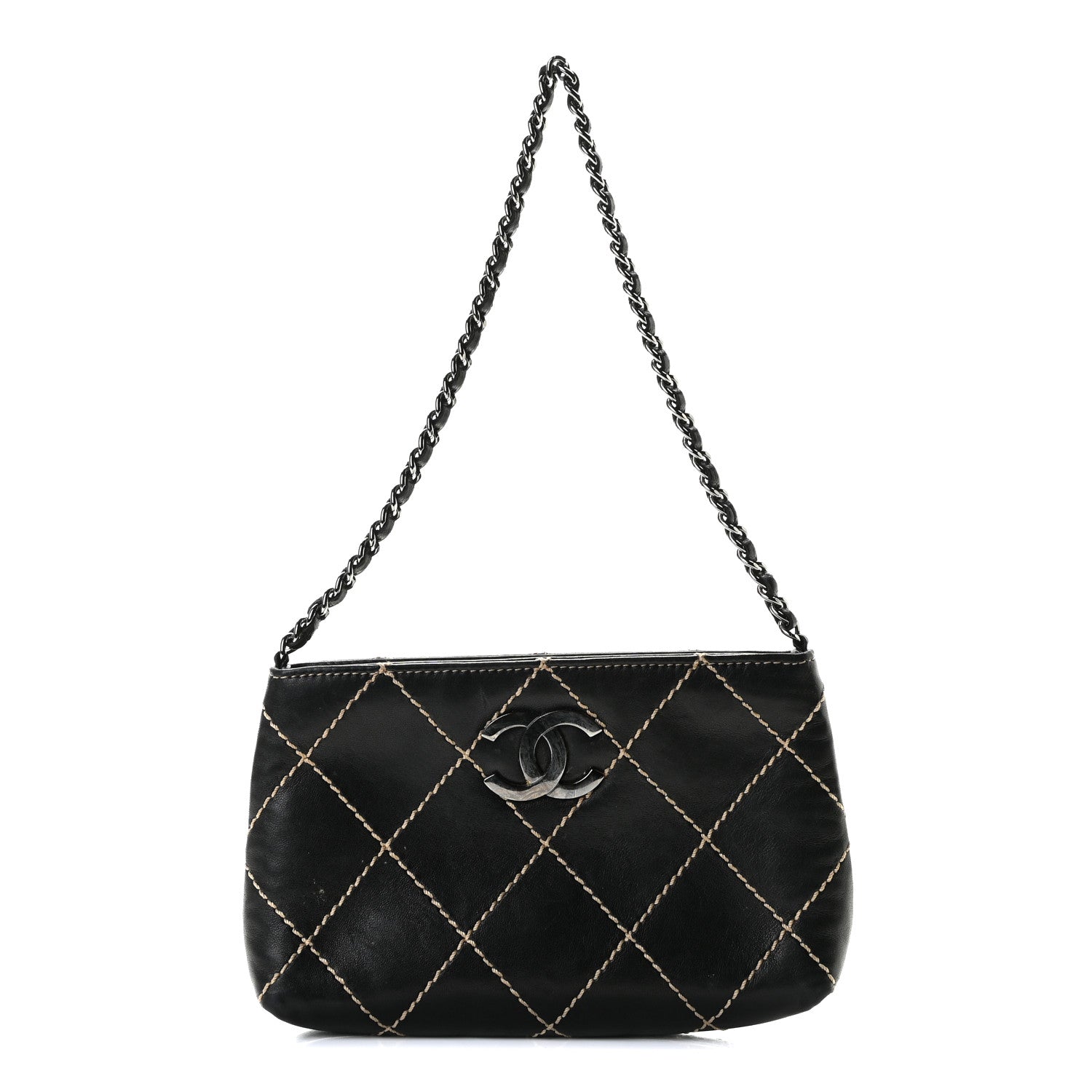 Chanel Lambskin Surpique Stitch Pochette Black 1 of 8