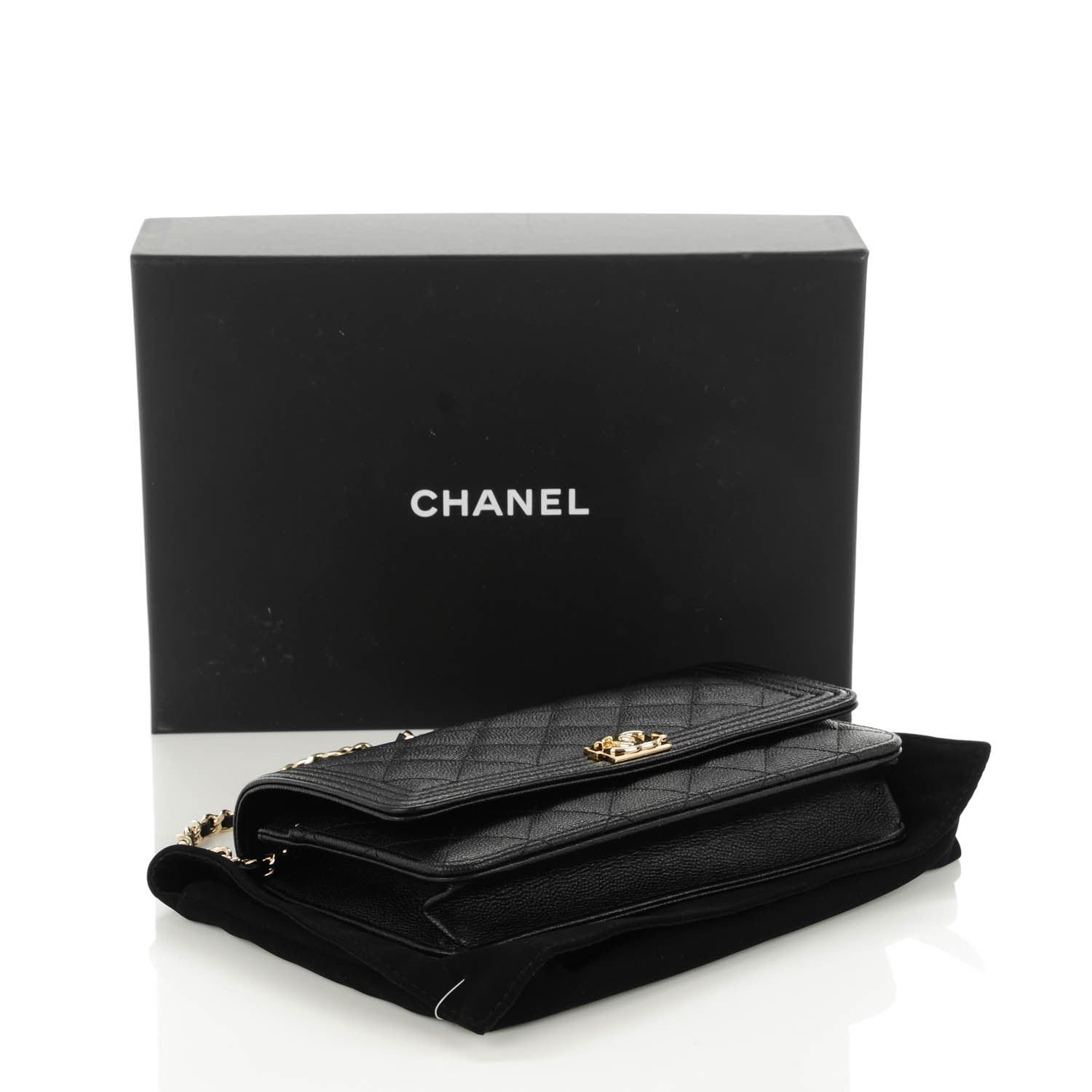 Chanel Caviar Quilted Boy Wallet On Chain WOC Black 4 of 8