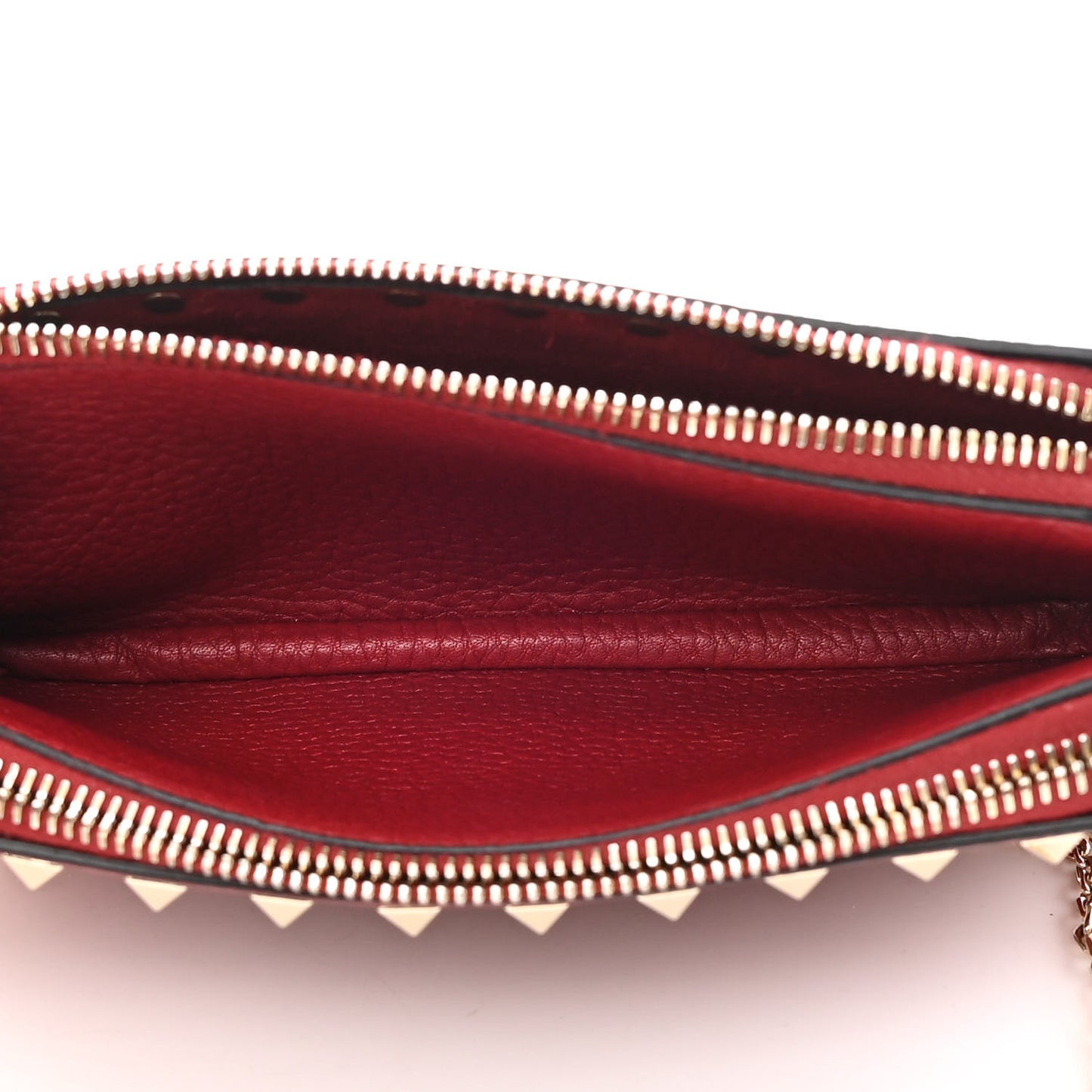 Pebbled Calfskin Rockstud Double Zip Camera Crossbody Bag Rosso Valentino