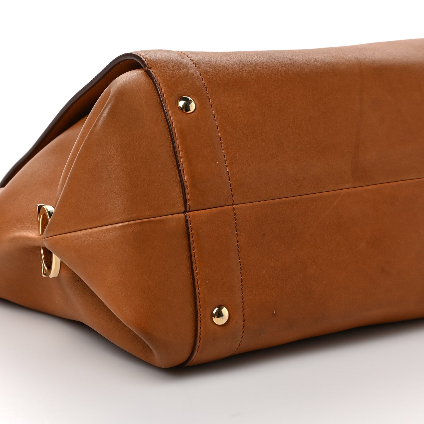Calfskin Gancini Shopping Tote Chestnut