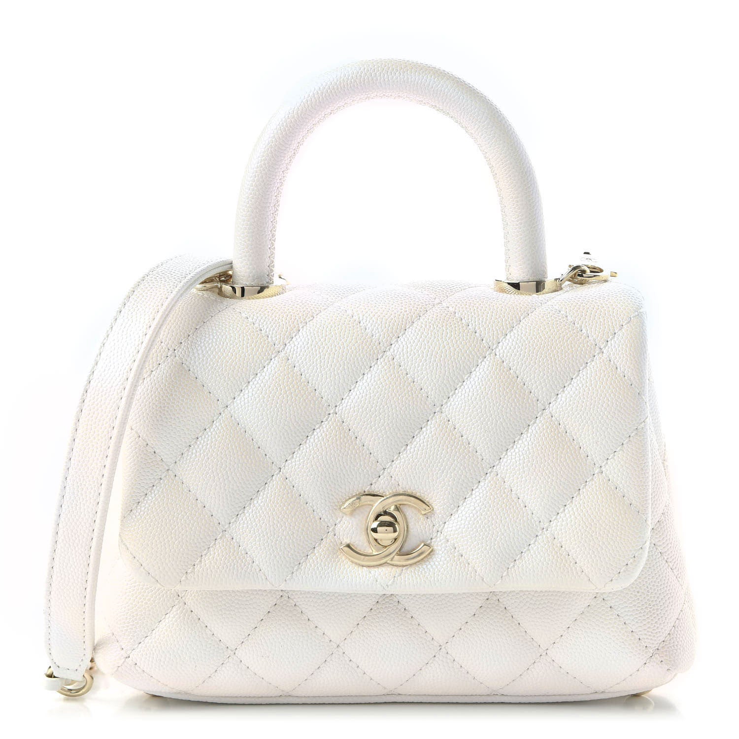 Chanel Iridescent Caviar Quilted Extra Mini Coco Handle Flap Ivory 1 of 11
