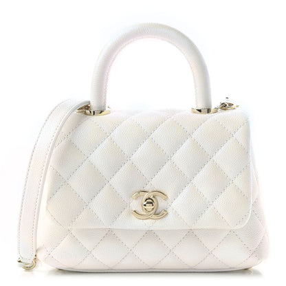 Chanel Iridescent Caviar Quilted Extra Mini Coco Handle Flap Ivory 1 of 11
