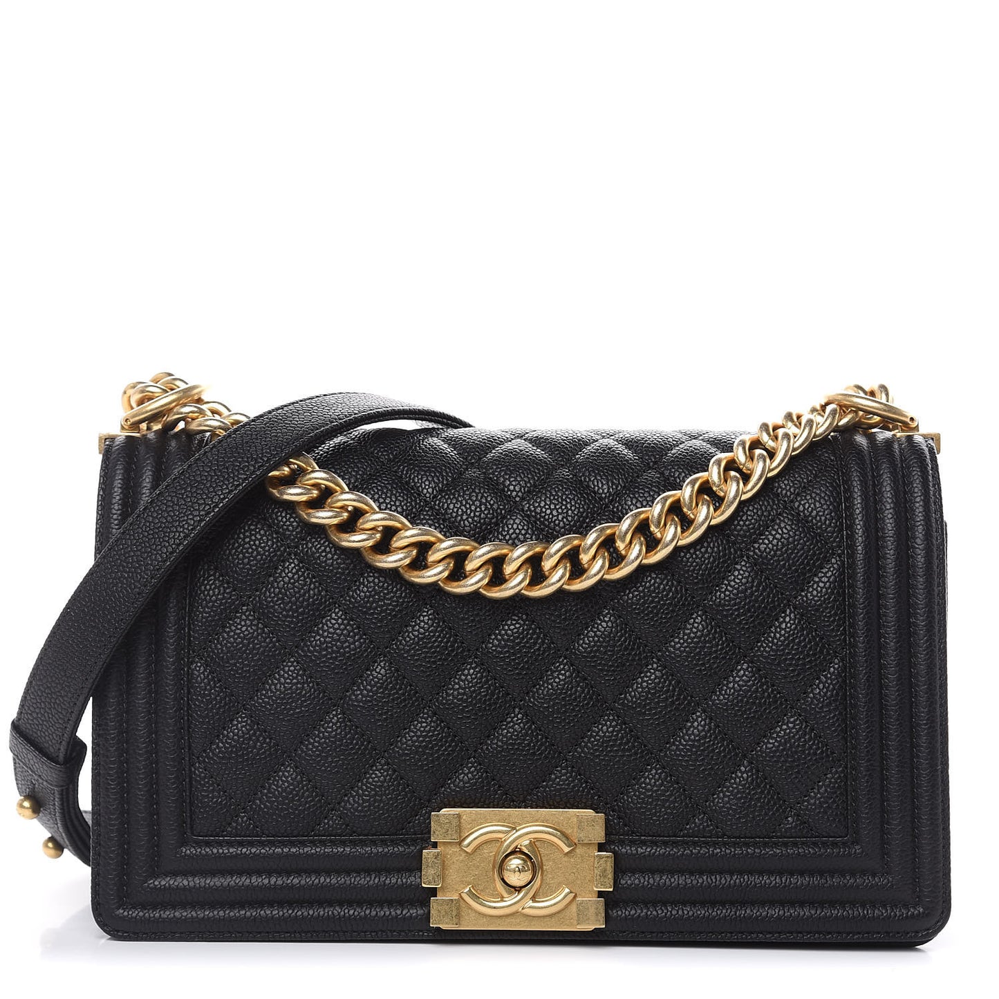 Caviar Quilted Medium Boy Flap Black