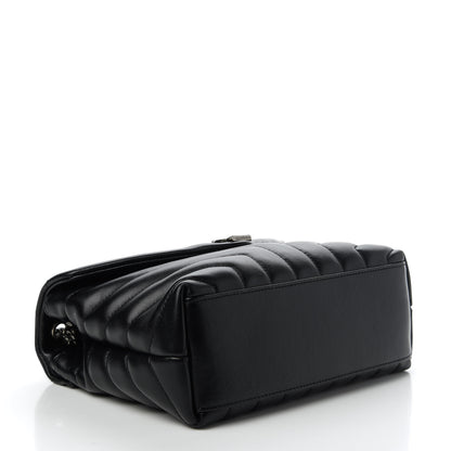 Saint Laurent Calfskin Y Quilted Monogram Small Charm Loulou Chain Satchel Black 4 of 10