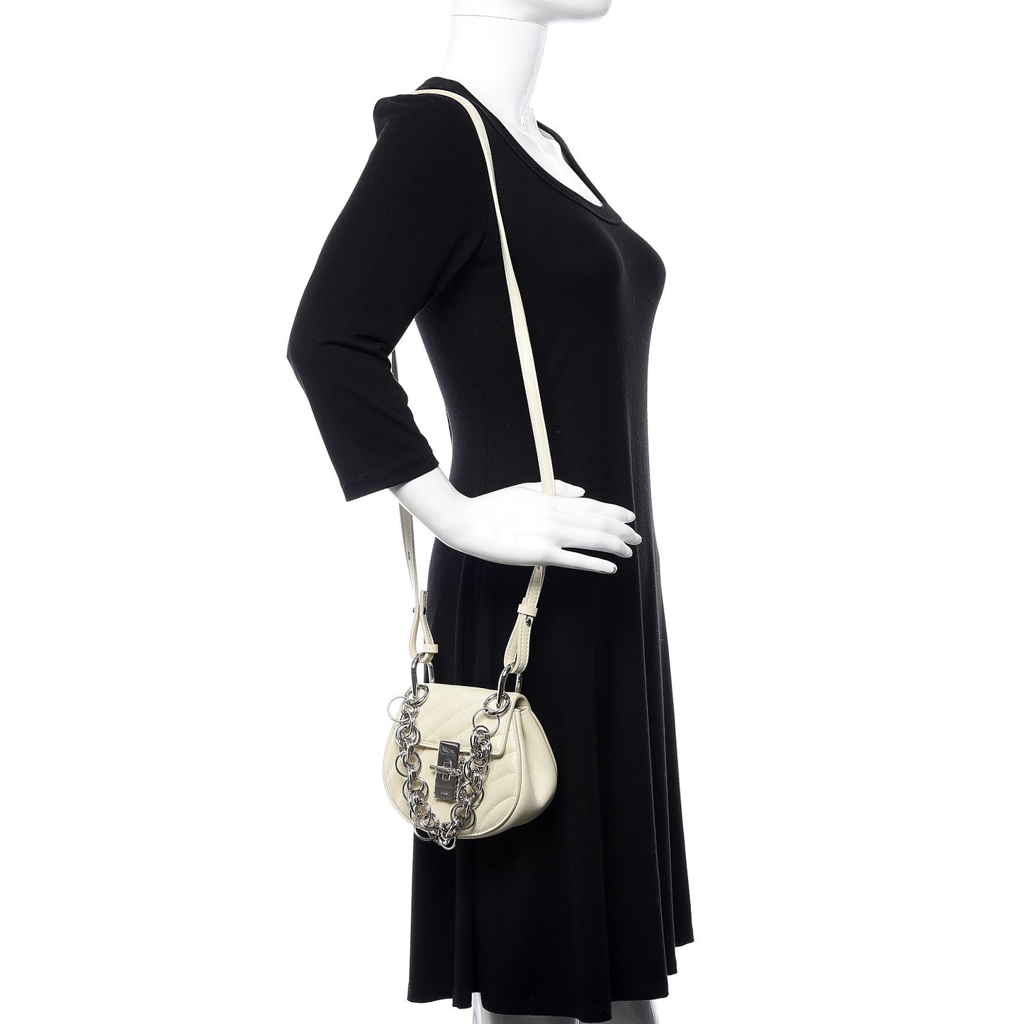 Calfskin Quilted Nano Drew Bijou Shoulder Bag White